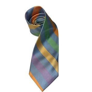 Vintage Rare Seigo NY Nordstrom Hand Made JAPAN Silk Neck Tie Pastel Striped